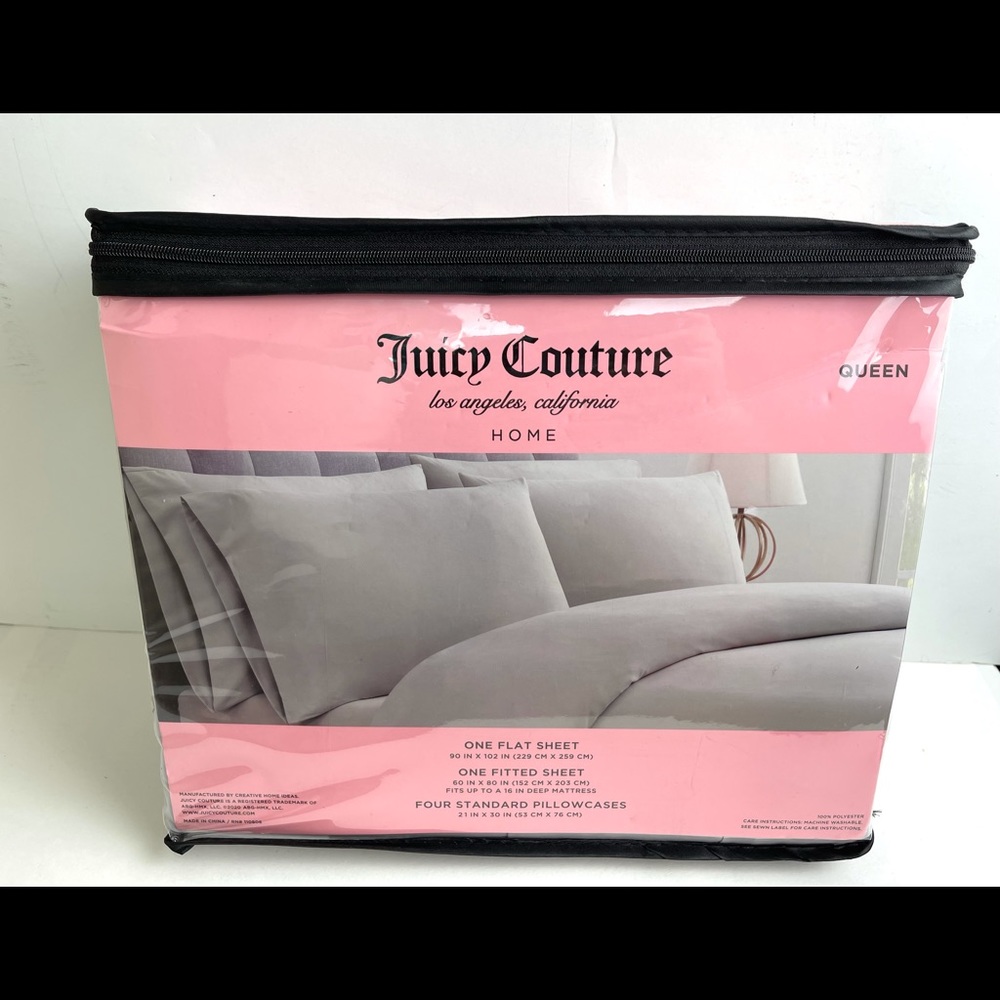 New Juicy Couture 6 piece bed sheets Gray QUEEN